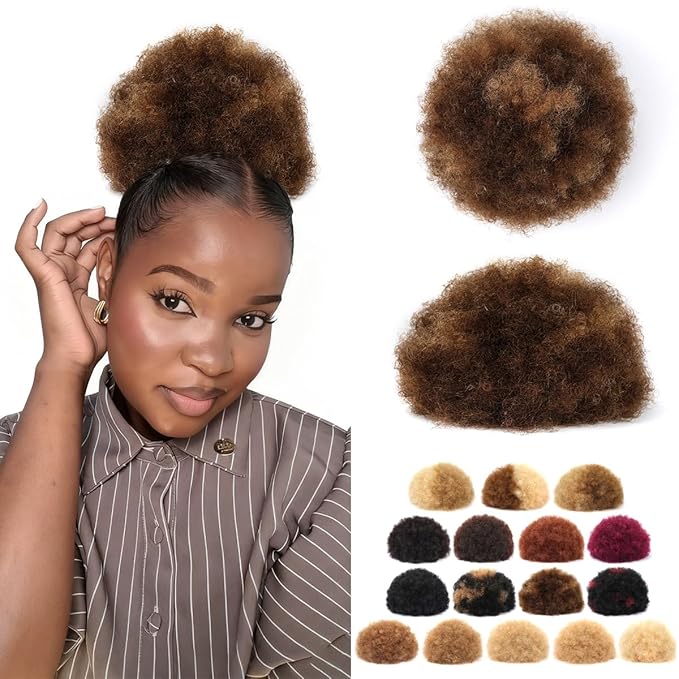 Human Hair Ponytail for Black Women #H4-30 Medium Brown mix Copper Red Brazilian Virgin Human Hair Clip in Hair Extensions for Black Women