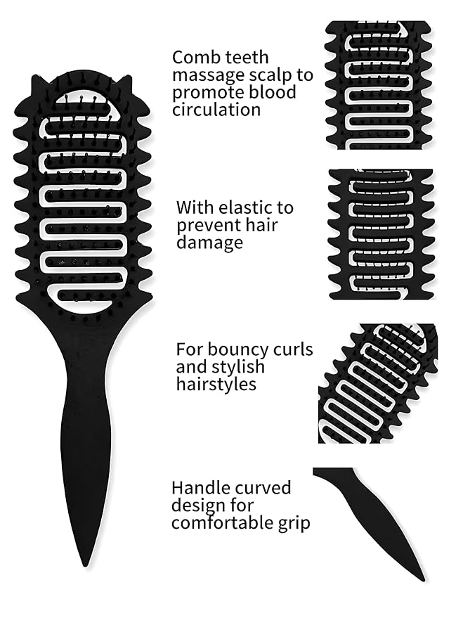 Curl Defining Brush,2025 Vented Hair Brush for Detangling Styling,Curl Brush For Curly Hair Wet,Shaping And Defining Curls For Women and Men (Black)