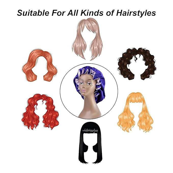 Silk Bonnet for Sleeping Satin Bonnets Double Layer Reversible Hair Cap Bonnet for Women Long Curly Braid Hair (Regal Purple)