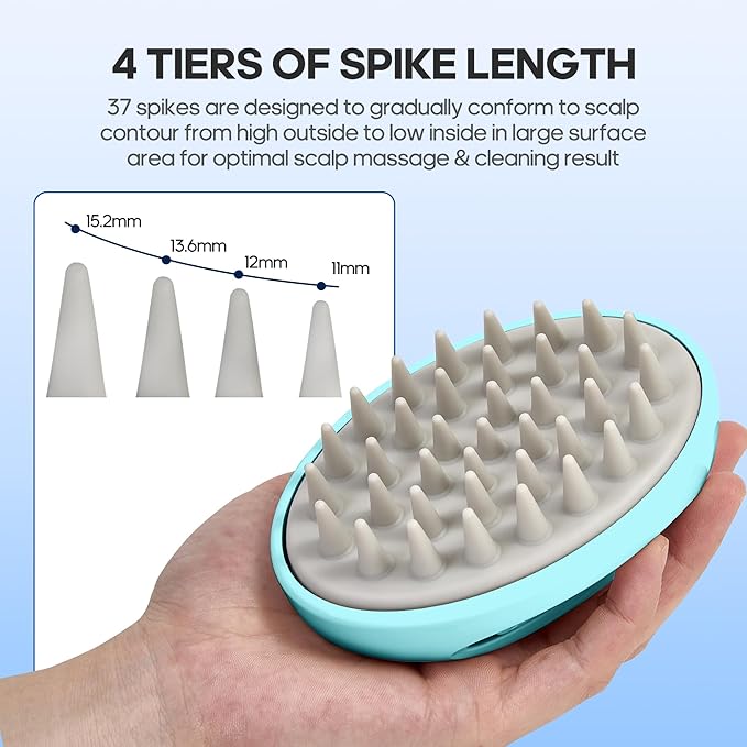 3 in 1 Hair Growth Scalp Massager,Replaceable Shampoo Brush for Relaxing,Deep Cleansing Exfoliator & Soothes itching - Wet/Dry Use for All Hair Types,Blue