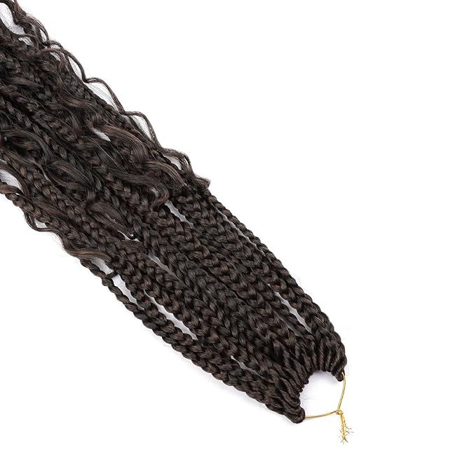 20 Inch Goddess Box Braids Crochet Hair 8 Packs Crochet Box Braids With Curly Ends Boho Box Braids Crochet Braids for Black Women Synthetic Braiding Hair Extension T30