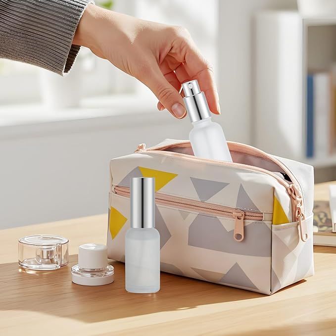 Roshtia 30 Pcs 1 oz/ 30 ml Silver Glass Spray Bottle Refillable Perfume Atomizer Clear Decorative Empty Bottles with Fine Mist Sprayer Pump for Face Body Travel