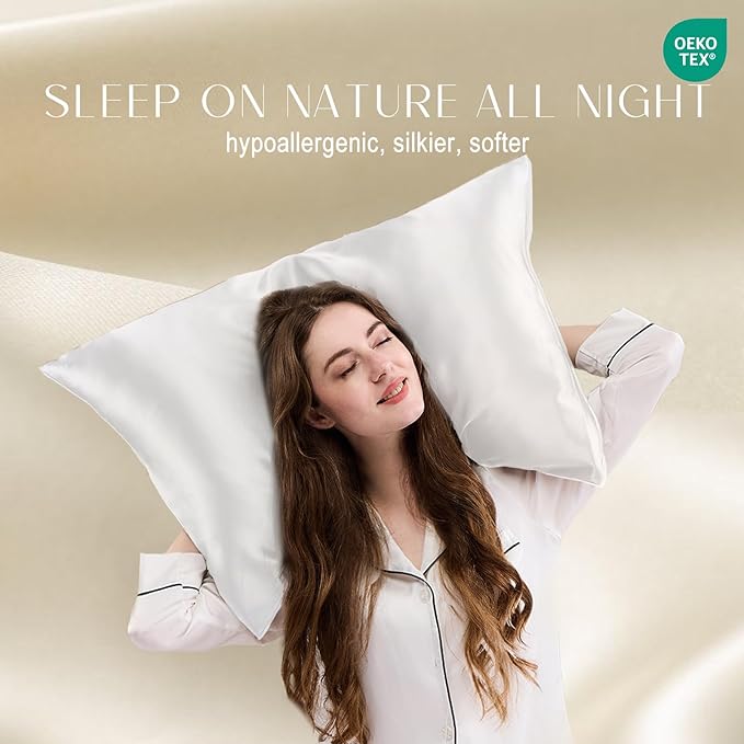 ZIMASILK 100% Pure Mulberry Silk Pillowcase for Hair and Skin Health,Soft and Smooth,Both Sides Premium Grade 6A Silk,600 Thread Count,with Hidden Zipper,1pc(Throw 18''x18'',White)