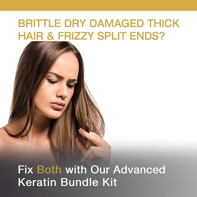 Vitamins Keratin Hair Treatment Kit - Repair Mask and Serum for Dry, Damaged, Curly, Wavy or Coarse Hair, with Heat Protectant, Anti-Frizz Gloss Boost - Pro Salon Care