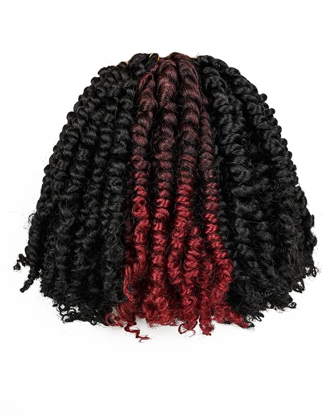 Passion Twist Crochet Hair-Mixed Color Combo Pack(6 packs 1B+2 packs T1B/BUG),Pre-twisted Pre Looped Super Soft & Bouncy Synthetic Braided Hair Extensions For Black Women and Kid(6"-8 Packs,1B+TBUG)