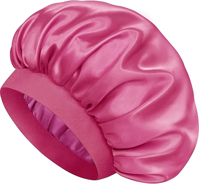 Satin Silk Bonnet for Sleeping, Double Layer Silk Sleep Cap for Men & Women, Soft Satin Lined Bonnet for Curly Hair