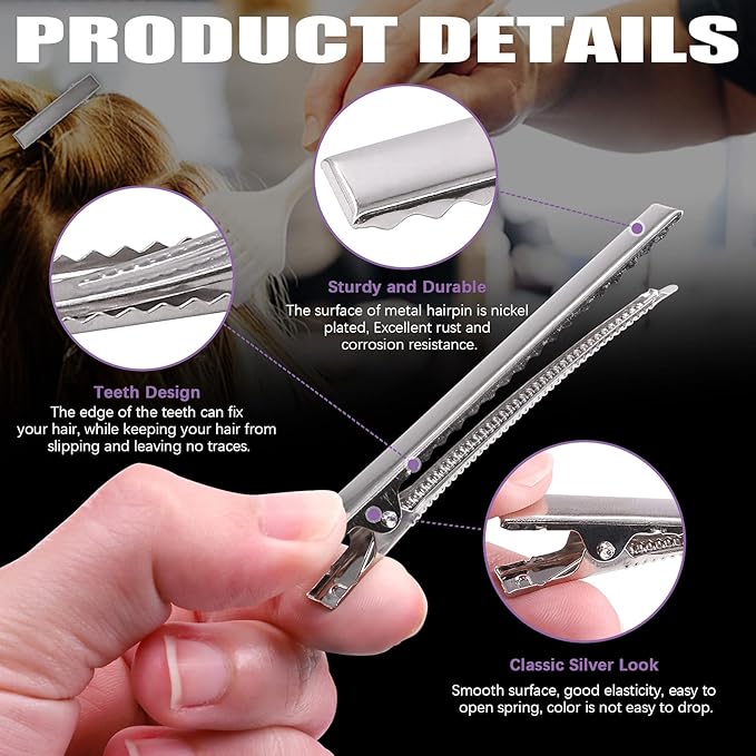 Swpeet 200Pcs 3inch - 7.5cm Alligator Hair Clips Kit, Perfect for Metal Duck Bill Hair Clips Flat Top Single Prong Hairpins for Hair Styling DIY Accessories