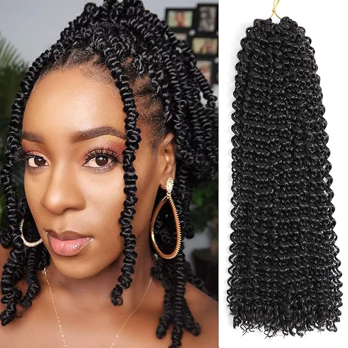 Short Passion Twist Hair,10 Inch 5 Packs Water Wave Crochet Hair Black Wrap Braiding Hair For Passion Twist Crochet Hair/Butterfly Locs/Spring Twist Crochet Hair Braids (10 Inch,5pcs,1B#)
