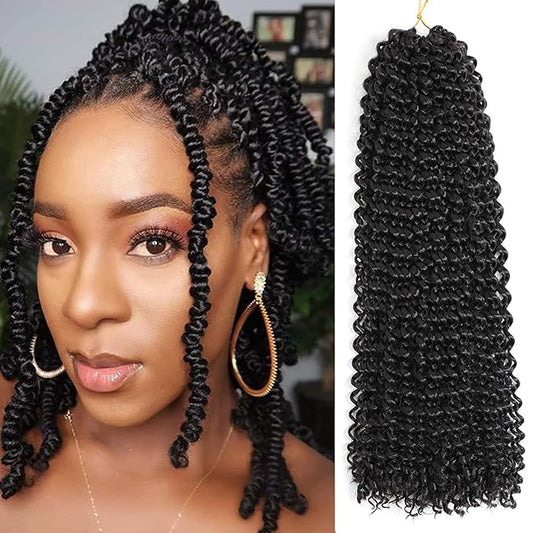 Short Passion Twist Hair,10 Inch 5 Packs Water Wave Crochet Hair Black Wrap Braiding Hair For Passion Twist Crochet Hair/Butterfly Locs/Spring Twist Crochet Hair Braids (10 Inch,5pcs,1B#)