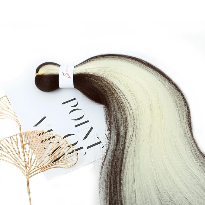 Dorsanee Mixed Color Braiding Hair Pre Stretched 24 Inch 3 Packs Braiding Hair Extensions for Box Braids Twists Locs Hair Soft Yaki Texture Hot Water Setting (#Dark Brown & Platinum Blonde)