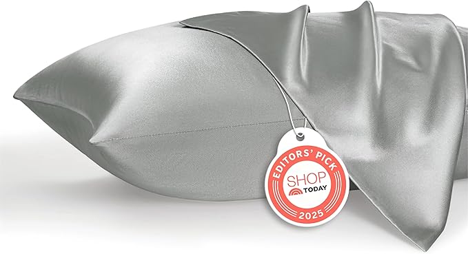 Bedsure King Size Satin Pillowcase Set of 2 - Silver Grey Pillow Covers for Hair and Skin with Envelope Closure, Similar to Silk Pillow Cases, Gifts for Women Men, 20x36 Inches, 2pcs