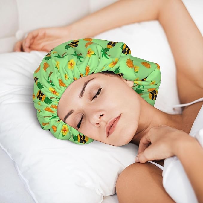 Satin Silk Bonnet for Sleeping Women Double Layer Sleep Hair Bonnets Caps for Curly Braid Hair