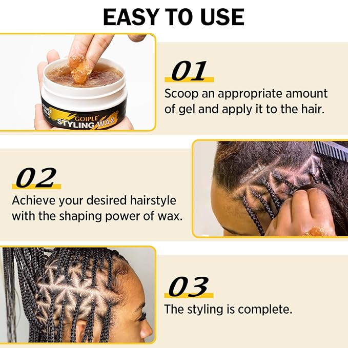 Edge Control for Black Women with Castor Oil & Biotin - Strong Hold Braiding Curly Hair Gel Edge Control Wax - Hair Styling Wax Non-Greasy, Non-Flaking, Supports Hair Growth, For All Hair Types 5.3 OZ