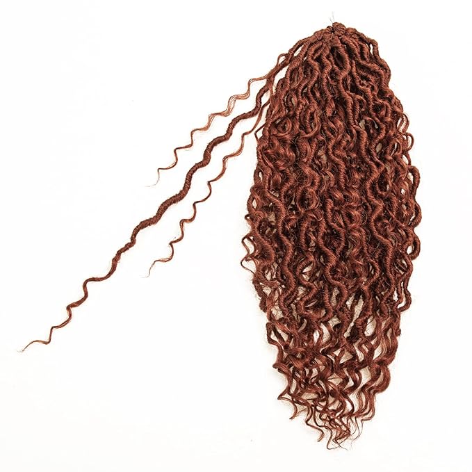 8Packs Goddess Locs Crochet Hair 18Inch Boho Faux Locs,Crochet Loc With Curly Ends River Hippie Bohemian Loc Crochet Hair for Black Women(350#, 18inch(Pack of 8))