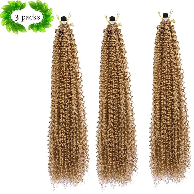 Passion Twist Hair Extensions Blond Curly Crochet Hair 12 Inch Short Curly Braiding Hair 3 Packs Crochet Braids with Curls for Black Women（12",27#)