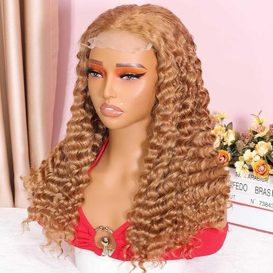 Curly Bob Wig Human Hair Deep Wave 200% Density 5x5 HD Lace Closure Wigs Human Hair Bob Wigs For Black Women Wear And Go Glueless Curly Wig Blonde Color 18 Inch