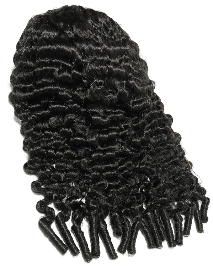 BEEOS Burmese Curly Half Wig with Spiral Curls End, 100% Human Hair Drawstring No Glue Half Wigs 180% Density, Invisible Track Seamless Flip 18 Inch