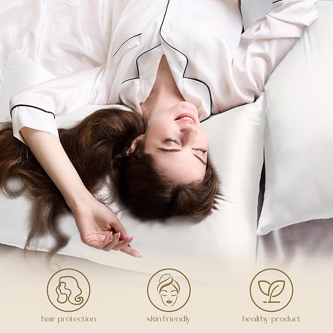 ZIMASILK 100% Pure Mulberry Silk Pillowcase for Hair and Skin Health,Soft and Smooth,Both Sides Premium Grade 6A Silk,600 Thread Count,with Hidden Zipper,1pc (King 20''x36'',White)