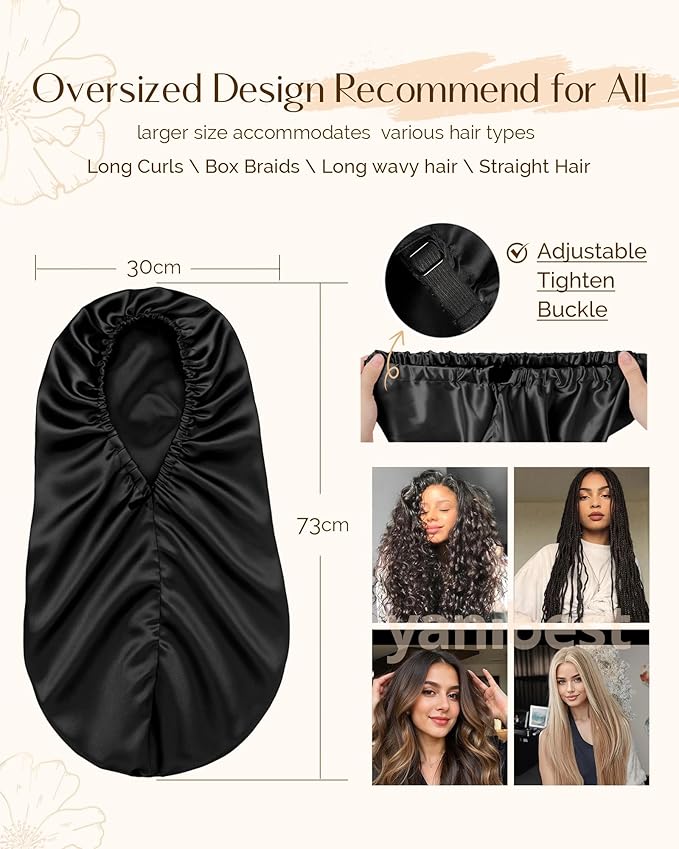 YANIBEST Long Bonnet Braid Bonnet for Sleeping Adjustable Satin Silk Bonnet for Braids Sleep Bonnet for Women Locs