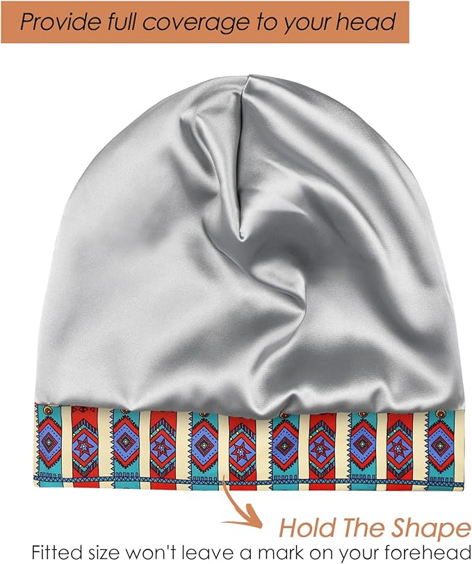 Adjustable Satin Lined Sleep Cap for Dreadlocks Curly Hair Large Head-Stay On Overnight