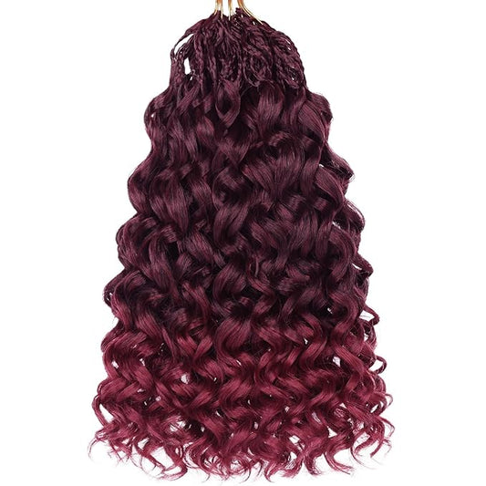 14 Inch 8 Packs Gogo Curl Crochet Hair Pre-looped Deep Wave Crochet Hair Water Wave Curly Beach Curl Crochet Hair Box Braids Braiding Hair Extensions for Women (16Strands/pack TBUG#)