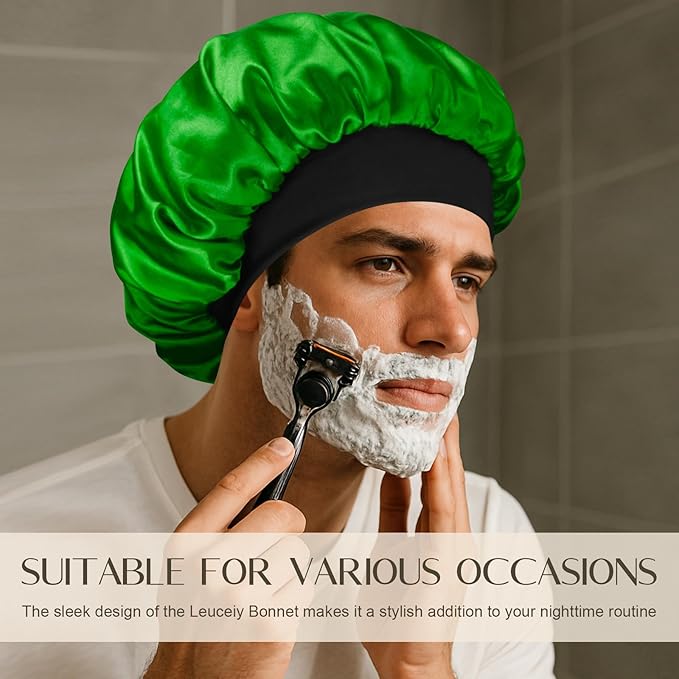 Satin Silk Bonnet for Men & Women, Double Layer Silk Sleep Bonnets, Soft Satin Lined Bonnet for Curly & Natural Hair