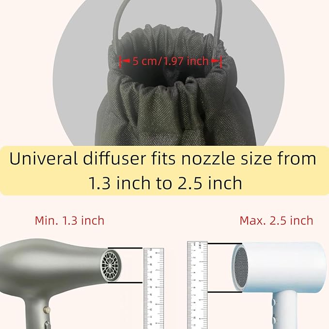 Diffuser Attachment for Hair Dryer,Reduce Hair Damage&Frizz, Blow Dryer with Diffuser Universal For Various Hair Dryer Nozzles, Easy-Use&Strorage,Travel-Friendly
