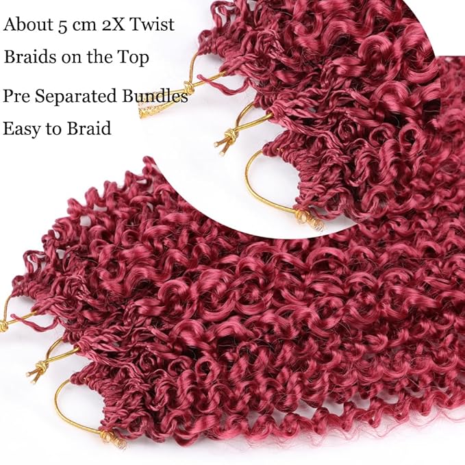 Passion Twist Hair Extensions Burgundy Curly Crochet Hair 12 Inch Short Curly Braiding Hair 3 Packs Crochet Braids with Curls for Black Women(12",900#)