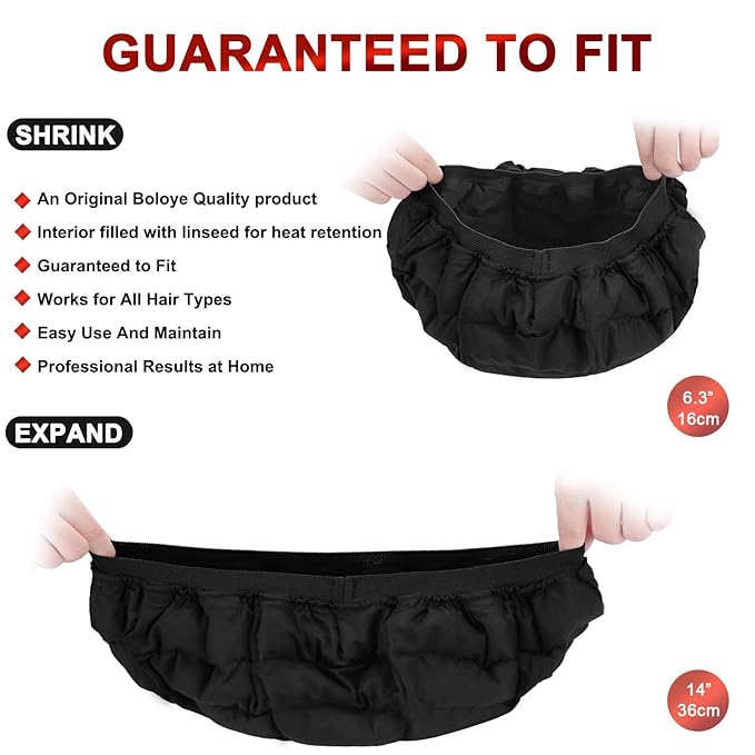 Cordless Deep Conditioning Heat Cap - Hair Styling and Treatment Steam Cap | Heat Therapy and Thermal Spa Hair Steamer Gel Cap - Black Universal