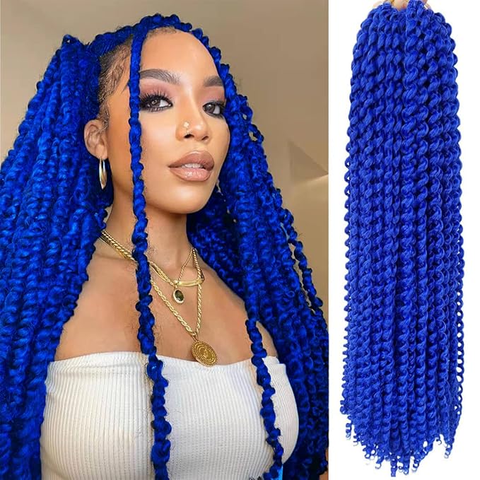 24Inch Passion twist hair 1Pack Passion Twist Crochet Hair Water Wave Crochet Hair for Black Women (24 Inch (Pack of 1), Blue)