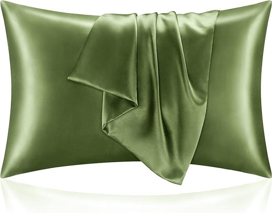 BEDELITE Satin Pillowcase for Hair and Skin, Super Soft and Cooling Similar to Silk Pillow Cases 2 Pack with Envelope Closure, Gift for Women Men(20"x30" Queen Size, Cedar Green)