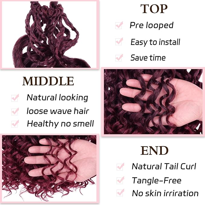 18 Inch Gogo Curly Crochet Hair 8 Packs Curl Crochet Hair Pre-looped Ocean Wave Crochet Hair Beach Curl Deep Twist Bohemian Box Braids Water Wave Curly Braiding Hair for Women (128Strands TBUG#)