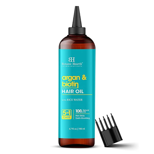 Botanic Hearth Hair Oil for Hair Growth & Home Hair Perm Kit | Strengthening Dry, Frizzy, Damaged Hair & Scalp Treatment | Argan & Biotin Hair Oil – 6.7 Fl Oz