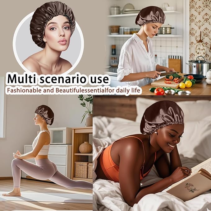 Silk Bonnet for Sleeping Women,Adjustable Satin Bonnet for Women Curly Natural Hair,Double Layer Anti Frizz Soft Sleep Cap.