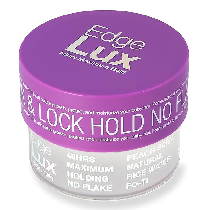Edge Lux Edge Control Gel with Castor Oil, Keratin, Biotin, and Olive Oil - 48 Hour Maximum Hold, Non-Flaking, Non-Greasy, Scented, Conditioning Styling Gel for All Hair Types