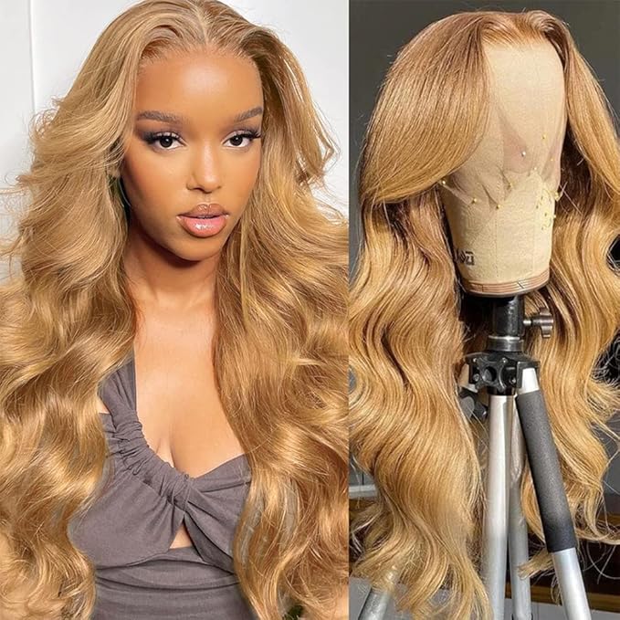 UMEGOOD 200% Density Honey Blonde Wig Human Hair 13x6 HD Transparent Lace Front Wigs Human Hair Pre-Plucked 13x6 Blonde Body Wave Glueless Light Brown Lace Front Wigs Human Hair
