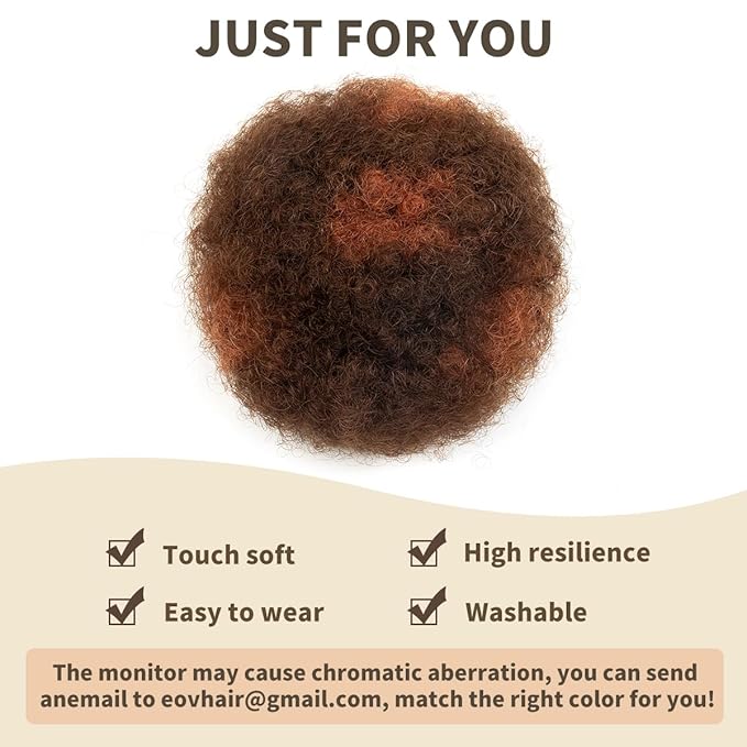 isheeny Medium Human Hair Bun For Girls 5-8 Years Old, Natural Human Hair Drawstring Ponytail Hair Extensions H4-30 For Little Girls, Curly Bun Hairpiece, Soft, And Durable For Repeated Use