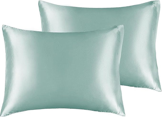 BEDELITE Satin Pillowcase for Hair and Skin, Super Soft and Cooling Similar to Silk Pillow Cases 2 Pack with Envelope Closure, Gift for Women Men(13"x18" Toddler Size, Haze Blue)