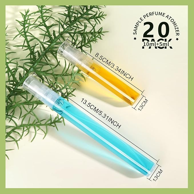 Teenitor 20Pcs Mini Spray Bottles, 10ml 5ml Mini Spray Bottles, Plastic Refillable Perfume Bottles Empty, Clear Travel Perfume Bottles Refillable