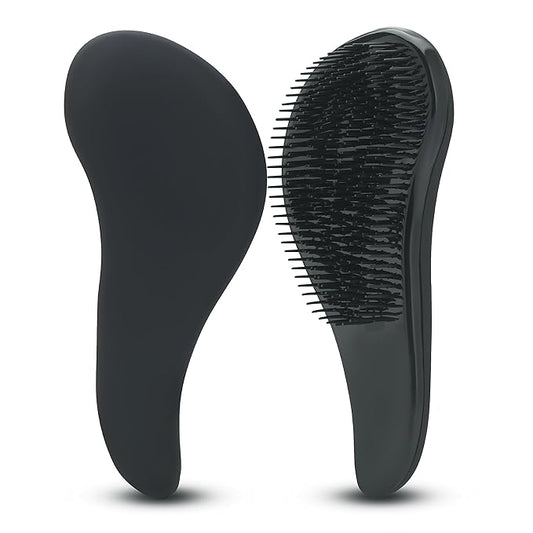 Hair Brush For Curly Hair, Detangling Hair Brushes for Women With Soft Flexible Bristles, Travel Hair Brush For Kids, Straight, Natural, Curly, Dry, Or Wet Hair, The Scoopie (Black)