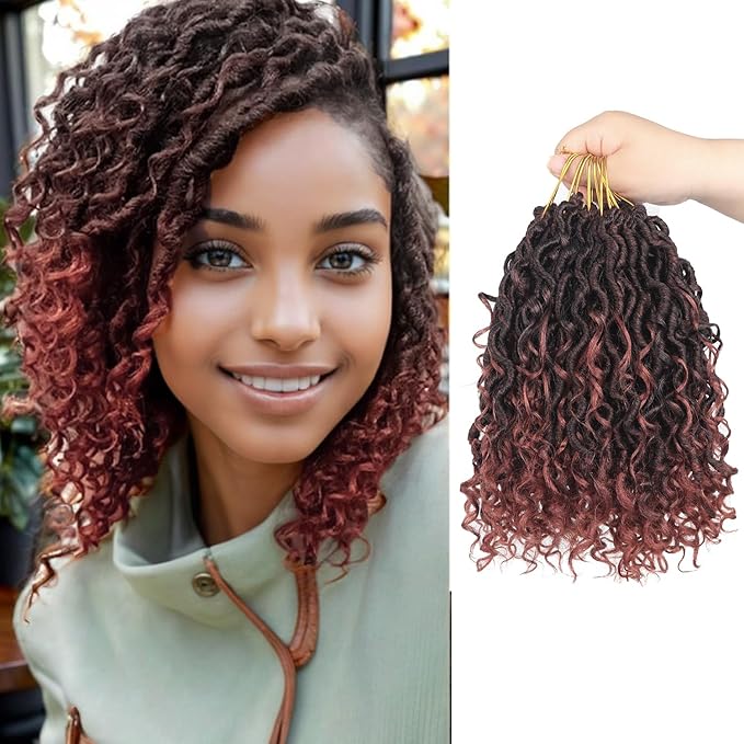 Goddess Locs Crochet Hair,8 Inch 9 Packs Faux Locs Synthetic Crochet Hair for Black Women, Boho Style Pre looped crochet with Curly Ends