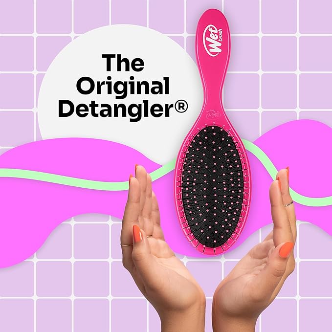 Wet Brush Detangling Brush, Original Detangler Brush (Pink) - Wet & Dry Tangle-Free Hair Brush for Women & Men - No Tangle Soft & Flexible Bristles for Straight, Curly, & Thick Hair (Pack of 2)