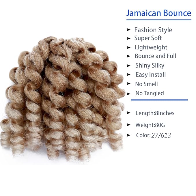 Short Jamaican Bounce Crochet Hair 5 Packs 2X Ringlet Wand Curl Crochet Hair 8 Inch Curly Crochet Hair Extensions Curly Crochet Braiding Hair 100 Roots