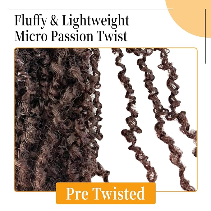 12 Inch Pre-Looped Yanky Twist Crochet Hair, 30 Strands/Pc, Mini Passion Twists, Senegalese Braiding Hair (4#, 8 Pcs/Pack)