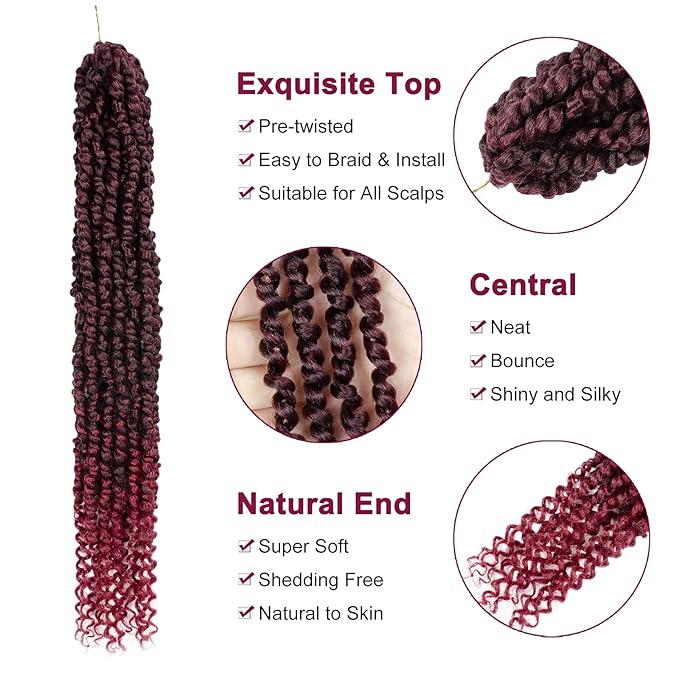 Passion Twist Hair - 8 Packs 24 Inch Passion Twist Crochet Hair For Black Women, Crochet Pretwisted Curly Hair Passion Twists Synthetic Braiding Hair Extensions (24 Inch 8 Packs, TBUG)