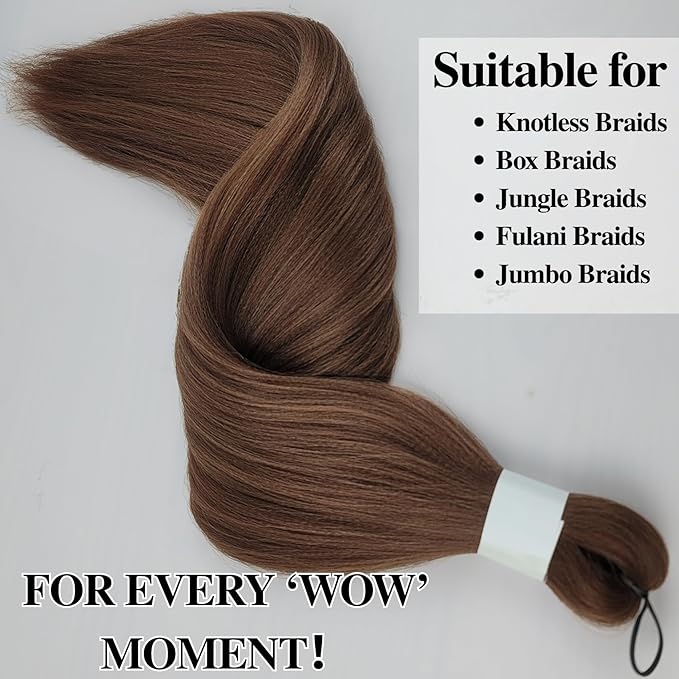 Brown Prestretched Braiding Hair 26 Inches Long Synthetic Braiding Hair Colorful Inch Free Ez Braid Prestretched Knotless Braids