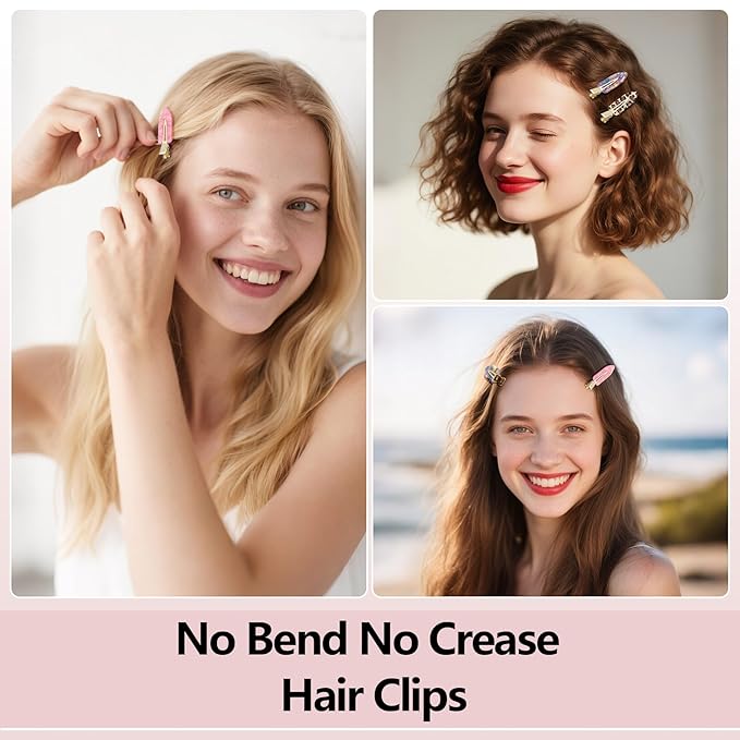 8 Pcs No bend Hair Clips No Crease Makeup Duckbill Clip No Dent Creaseless Flat Alligator Hair Barrettes for Salon Hairstyle Women Girls Accessories Cellulose Acetate(Leopard)