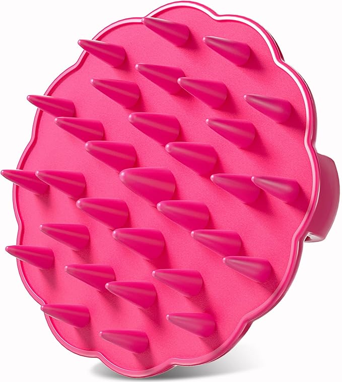 Scalp Massager Hair Growth, Scalp Scrubber Wiht Silicone Bristles, Head Massager Scalp, Wet Dry Hair Care Scalp Scrub for Women Man (Red)