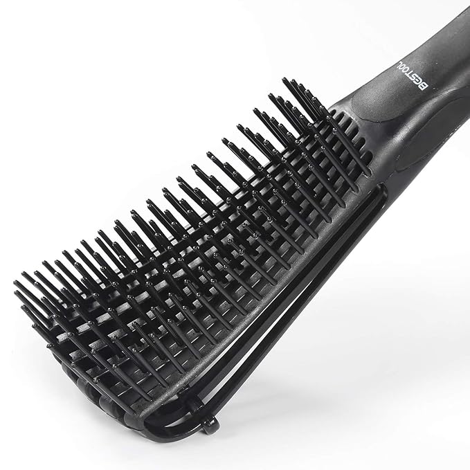 BESTOOL Detangling Brush, Detangler Brush for Natural Black/ Curly Hair Afro 3/4abc Texture, Faster n Easier Detangle Wet or Dry Hair with No Pain (Black)