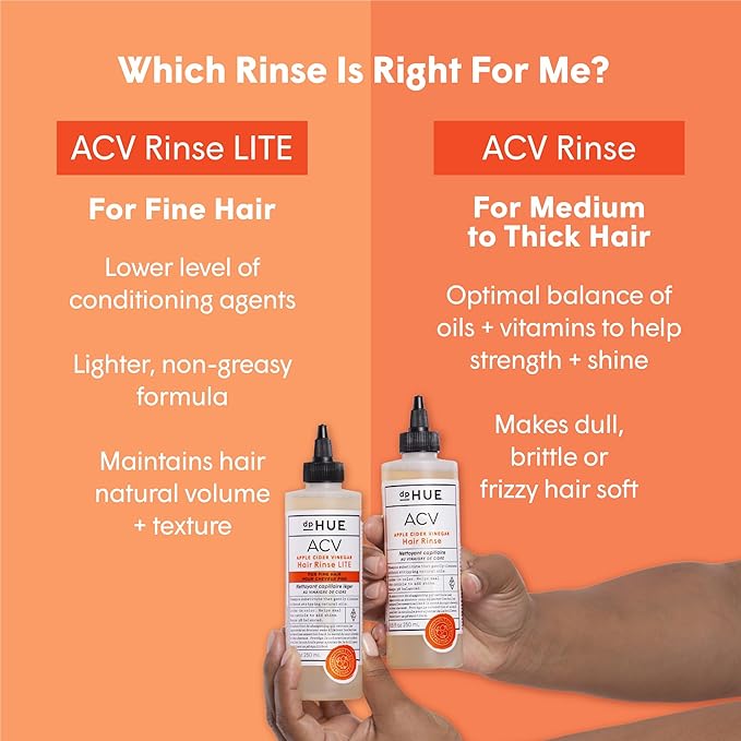 dpHUE Apple Cider Vinegar Hair Rinse, 8.5 oz - Shampoo Alternative, Scalp Cleanser & Post Workout Rinse - Removes Buildup & Sweat - Protects Natural Hair Oils